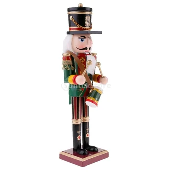 

Vintage 30cm Wood Nutcracker Drummer Soldier Figures Figurine Home Desktop Ornaments Children New Year Christmas Birthday Gift