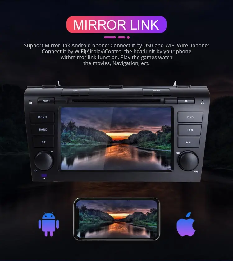Besina Android 9,0 2 Din автомобильный радиоприемник для Mazda 3 2004-2009 Мультимедиа gps навигация wifi Восьмиядерный 4G+ 64G CD DVD плеер стерео
