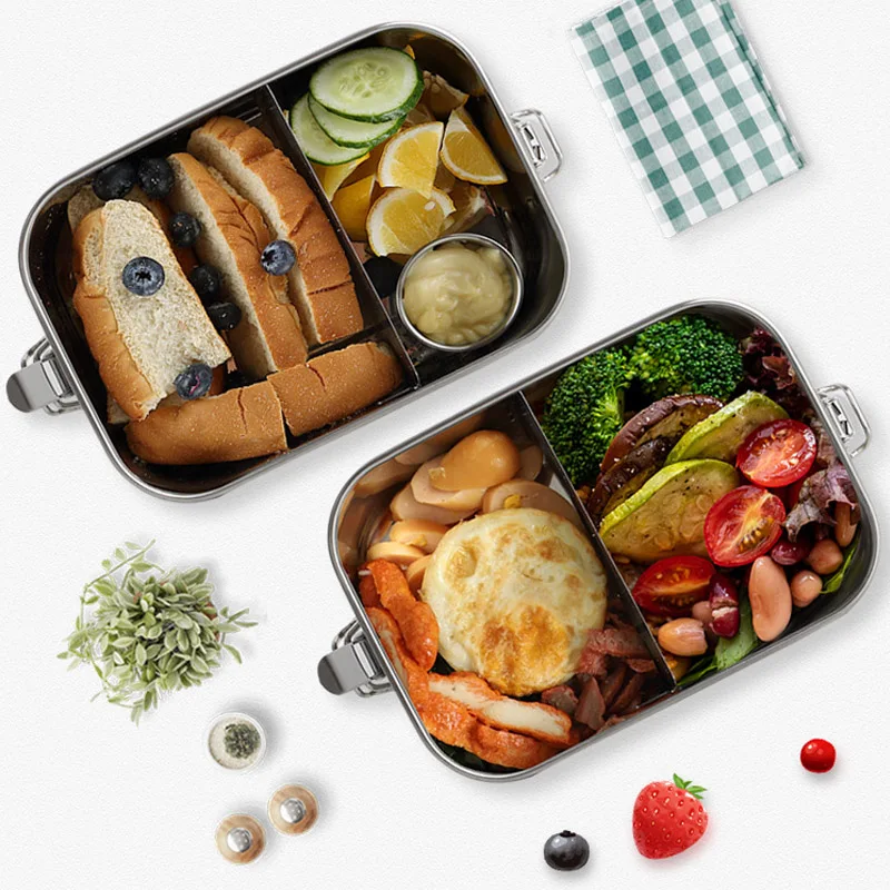 Ланч бокс из нержавеющей стали с 3/2/1 отделениями металлический Bento контейнер