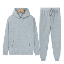 Men's Hoodies Autunm Hoodie Trousers Two-Piece Sweatshirt For Man Solid Color Pullover Loose Casual Male's Clothes