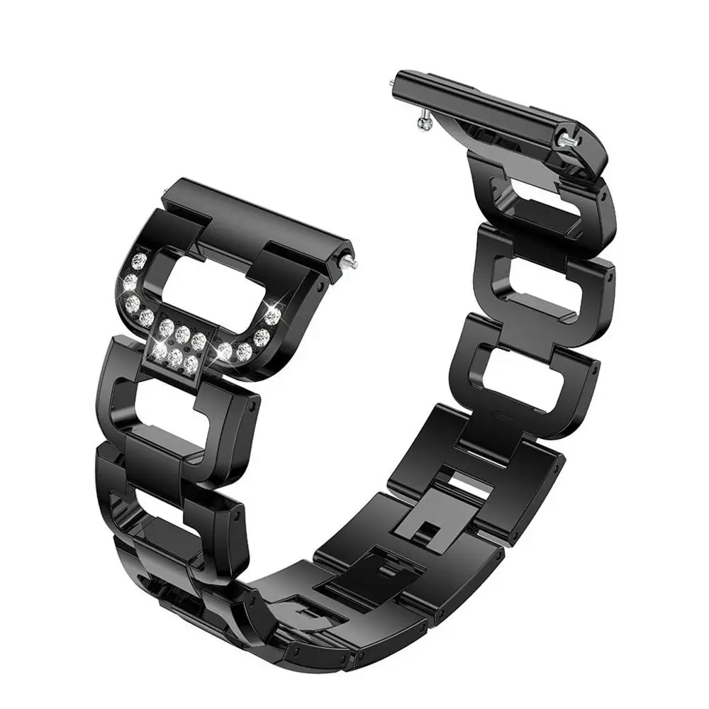 BK Мода замена кристалл металлический ремешок для часов Ремешок Для Fitbit Versa 2 Смарт часы долговечные аксессуары для Versa2#911 - Цвет: BK