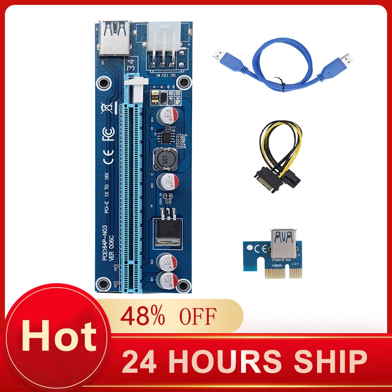 1pcs  PCI-E Riser Card 30CM 60CM 100CM USB 3.0 Cable PCI Express 1X to 16X Extender PCIe Adapter for GPU Miner Mining Blue
