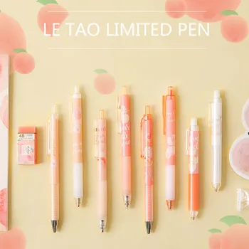 

Mohamm 1Pcs 0.35mm Peach Black Ink Gel Pen Office School Writing Student Supplies Stationery