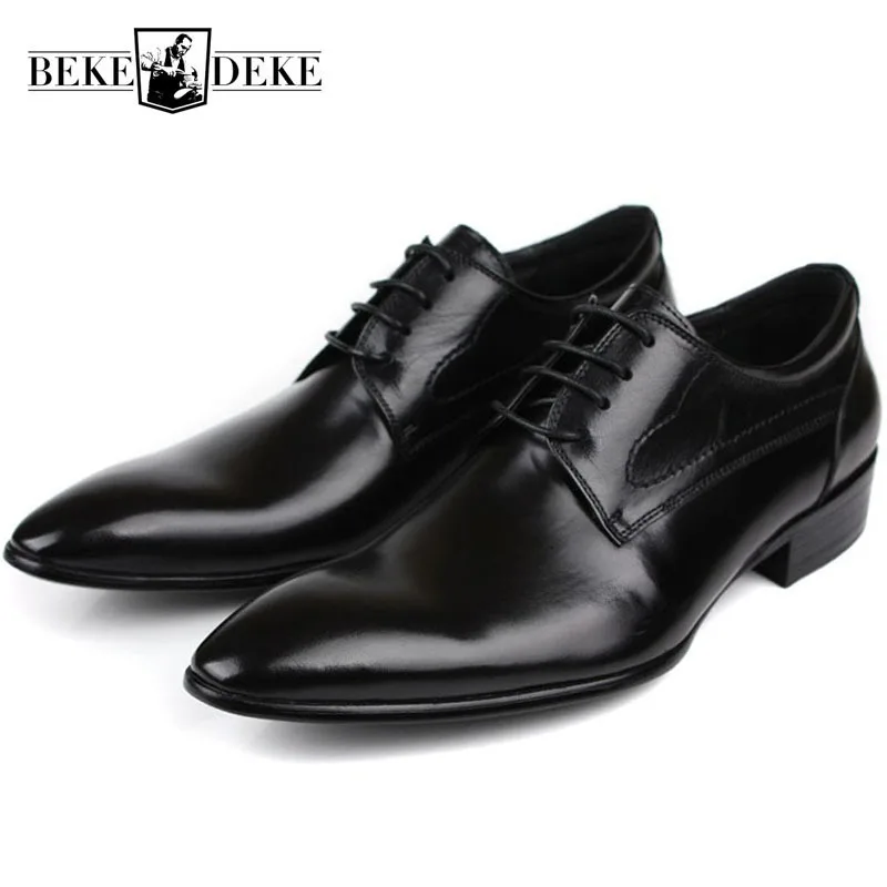 Wedding Men Dress Shoes Genuine Leather 2020 Black Formal Male Shoes