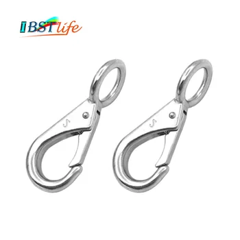 

2PCS Marine Grade 316 Rigid Loaded Fixed Eye Spring Clip Snap Hook Carabiner Marine Hardware Accessories for Boats Sailing