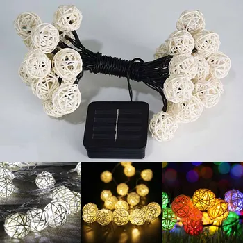 

8 Functions Solar Rattan Ball/Clip/Dragonfly Plug Light Lawn Lamps Outdoor Garden Lawn Landscape Pathway Light Lamp 4.8m 20 LEDs