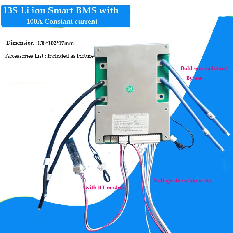 13S 48v литиевая батарея smart Bluetooth BMS с 80A или 100A постоянным током для 54,6 V литий-ионный аккумулятор применение