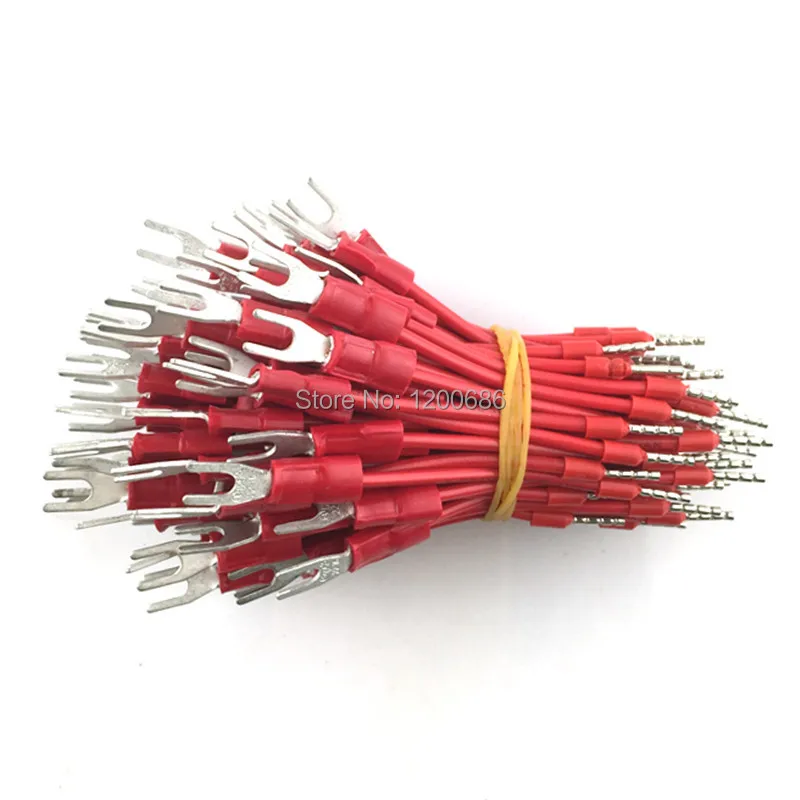 

10CM Shape SV1.25-4S Insulated Fork Spade Electrical Crimp Terminal wire harness
