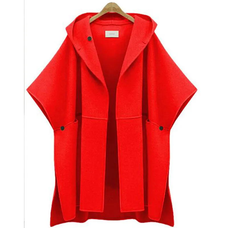 Осень-зима, Женское пальто, плюс размер, 5XL, летучая мышь, короткий рукав, модные куртки с капюшоном, ветровка, свободная верхняя одежда для женщин