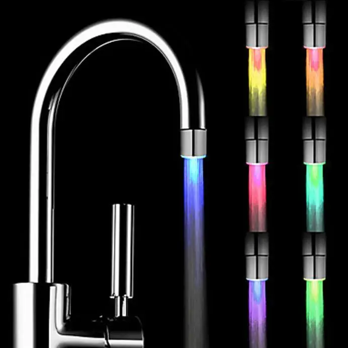 

7 Color Change LED Light Shower Head Water Filter Adapter Water faucet nozzle filter adapter Tap Aerator Diffuser Glow 87
