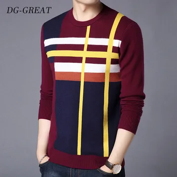 

2019 brand male pullover sweater men knitted jersey striped sweaters men's knitwear clothes sueter hombre camisa masculina