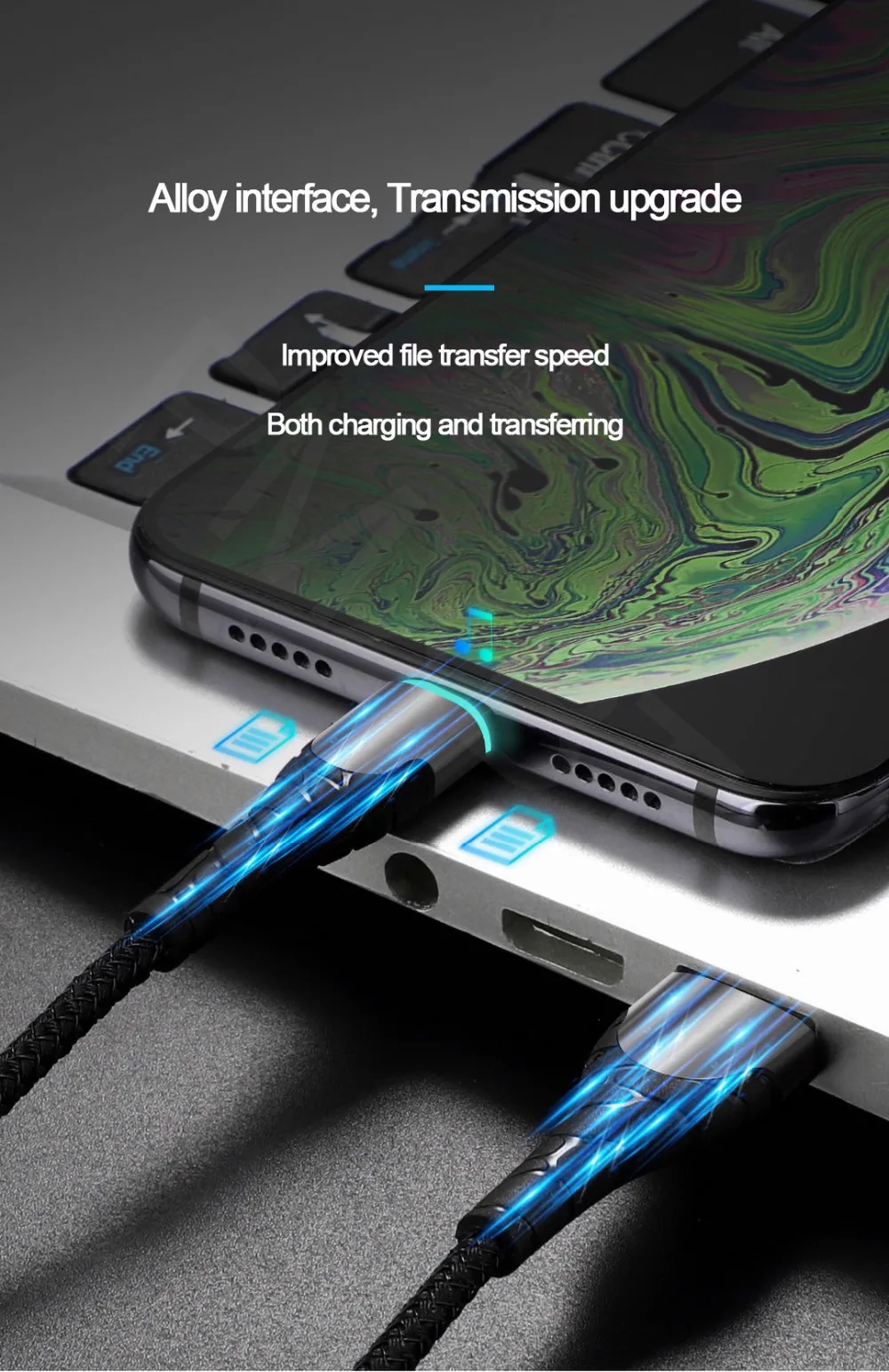 Светодиодный кабель Micro usb type-C для iPhone 11 Pro Max samsung Xiaomi 3A Быстрая зарядка 3,0 зарядное устройство USB Кабели Шнур для мобильного телефона