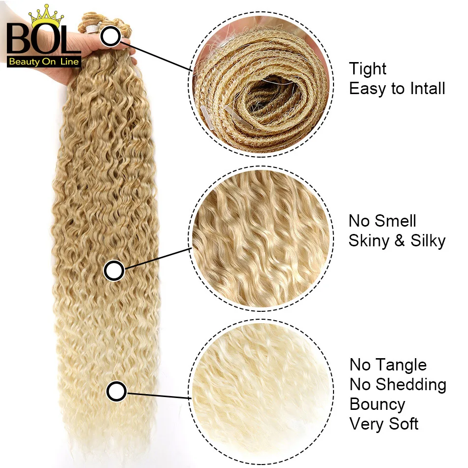 Hair Extensions BOL Curly Organic Hair Extensions 32Inch Long Synthetic Bundles Ombre Blonde For Women