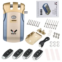 Wafu Wf-010 Wireless Electronic Door Lock Keyless Invisible Intelligent Lock With Press Locked&Unlock Button 4 Remote Control Ke