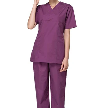 

Women's Fashion medical uniform Short Sleeve Scrub Set (Tops and Pants) 2020