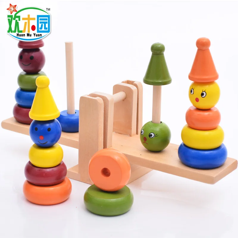 Обучающие принадлежности Монтессори детские деревянные радужные игрушки с балансом, Детские клоун балансирующие блоки деревянные игрушки