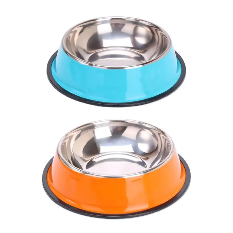 

Pet Round Bowl Cat Dog Eating Food Bowls Stainless Steel Non-slip Resistant Feeder Device Pets Tableware