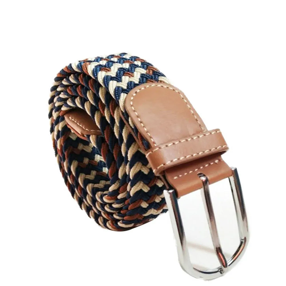 CO Elastic Stretch Waist Belt Black Canvas Stretch Braided Elastic Woven Leather Belt Wide Hot Metal Stretch Belts - Цвет: CO