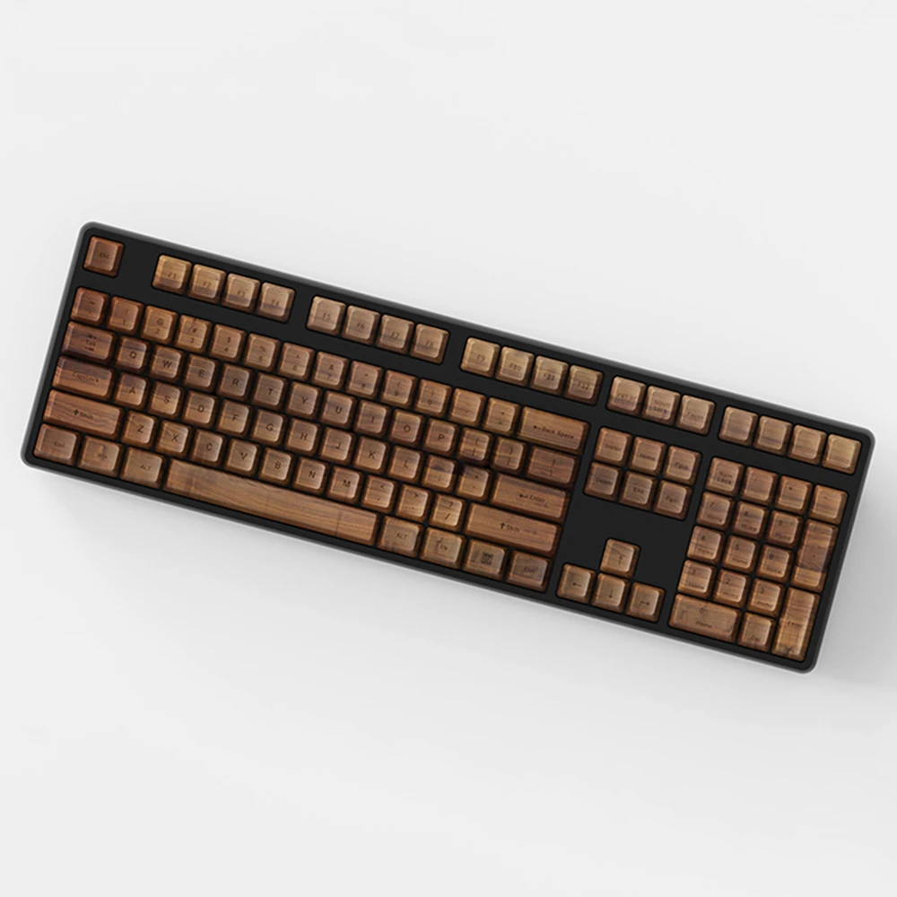 

Solid Wooden Keycaps For Cherry Mx Switch Mechanical Keyboard 61 87 108 OEM No Backlit Walnut Rosewood Zelkova Wood Key Caps