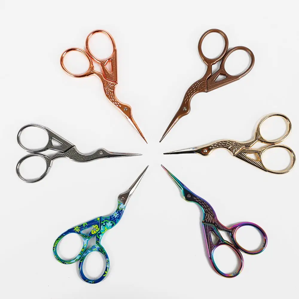 1Pc Professional Hairdressing Vintage Classic Scissors Nail Art Stork Crane Bird Cutters Styling Tools Hair Accessories 2021 4