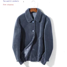 Осенне-зимнее пальто с натуральным мехом для мужчин, стрижка овец, шерстяная куртка, короткое корейское пальто Erkek mon K9SYJI012 KJ3502