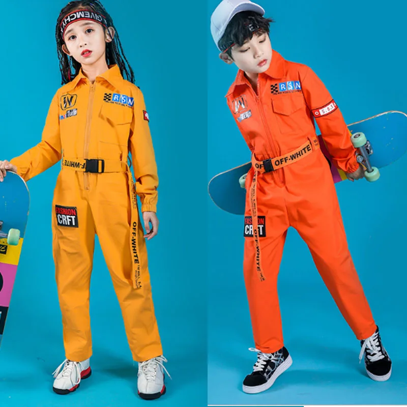 Boys Girls Jazz Modern Dancing Costumes Clothing Suits Children's Hip Hop Dance wear Outfits Stage Costumes Coverall Clothes