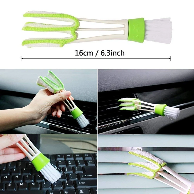 11 Pieces Auto Detailing Brush Set Including 6 Pcs Natural Boar Hair Detail Brush 3 Pcs Wire Brush 1 Pcs Wash Cloth and 1 Pcs Ai