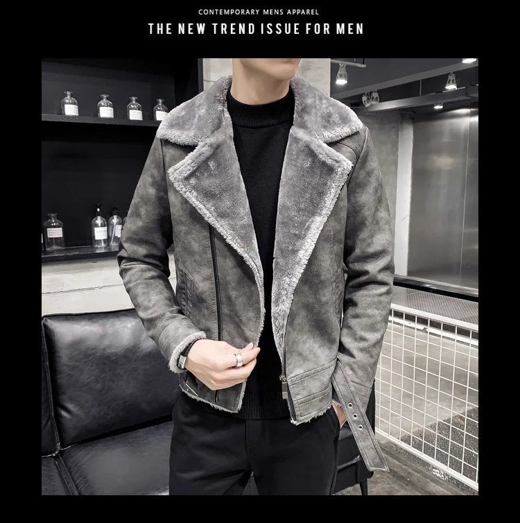 Утолщенное хлопковое имитирующее кожаное меховое Свободное пальто Jaqueta Masculina Couro, новая зимняя одежда, мужская меховая куртка