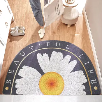 

Half Round Door Mat Flowers Rubber Doormats Welcome Entrance Way Rug Heavy Duty Semicircle Doormat Non-Slip Durable Low-Profile