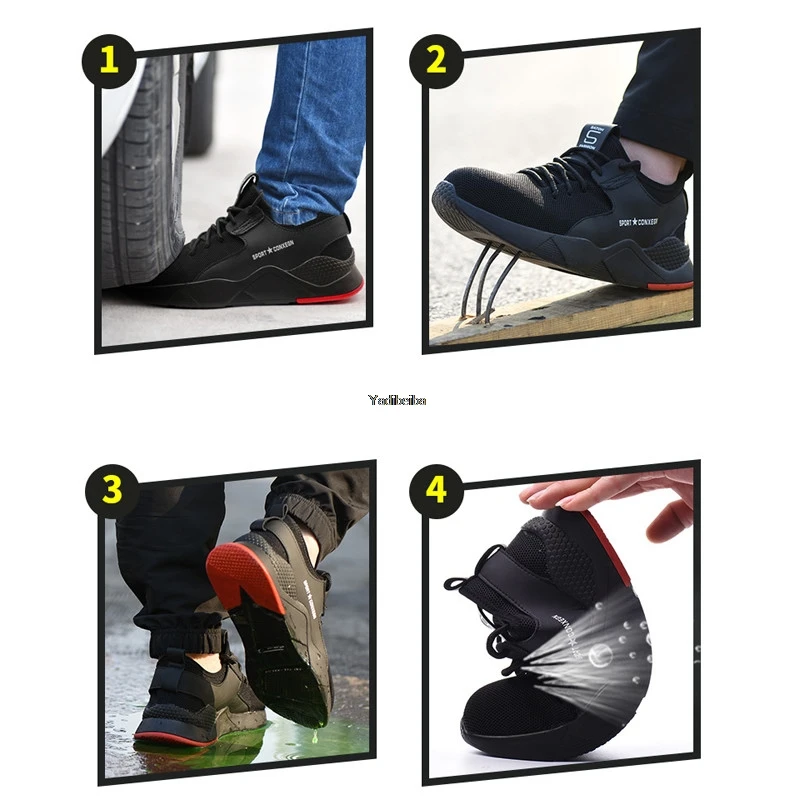 New Work Safety Boot Steel Toe Safety Shoes Anti-Piercing Breathable Working Shoes Indestructible Men Work Sneakers Ryder