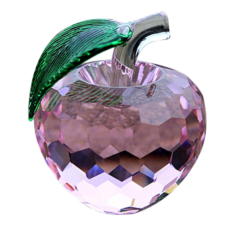 1PC 3D Crystal Apple Ornaments Christmas Gift Birthday Gift Christmas Eve Gift Faceted Color Crystal Apple 4cm Home Decorations - Цвет: pink