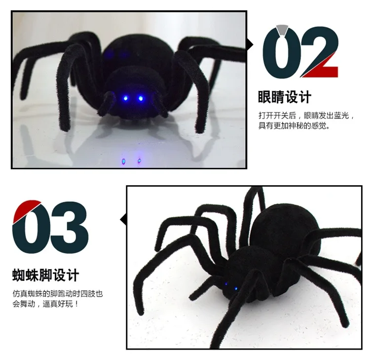 Grande do Que a Mão Brinquedo de Estimação Super Quatro-way Controle Remoto Aranha Simulação Viúva Negra Tarântula Assustador Eletrônico Rastejando Inseto 5 High Quality Brinquedos e hobbies