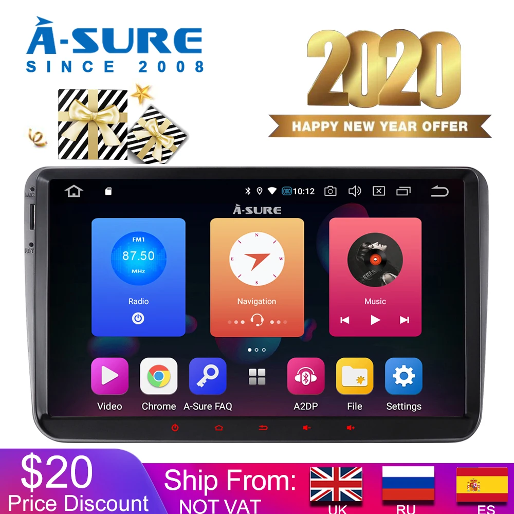 Автомобильный мультимедийный плеер A Sure Android 9 0 автомагнитола дюймов полный экран