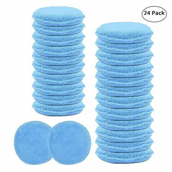 

24PCS 5inch Car Applicator Cleaning Polish Pad Foam Sponge Microfiber Waxing