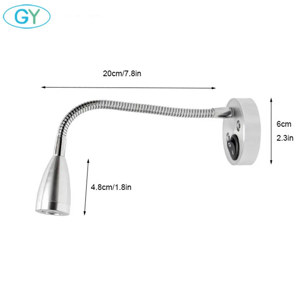 Светильник для чтения Gooseneck RV 12V 3W прикроватный настенный светильник с