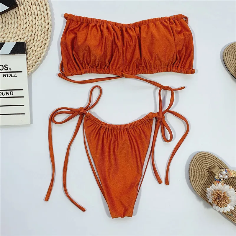 Misswim, бандо, стринги, бикини, набор,, купальный костюм, женский купальник с завязками по бокам, женский летний купальный костюм, купальный костюм, женский - Цвет: 2