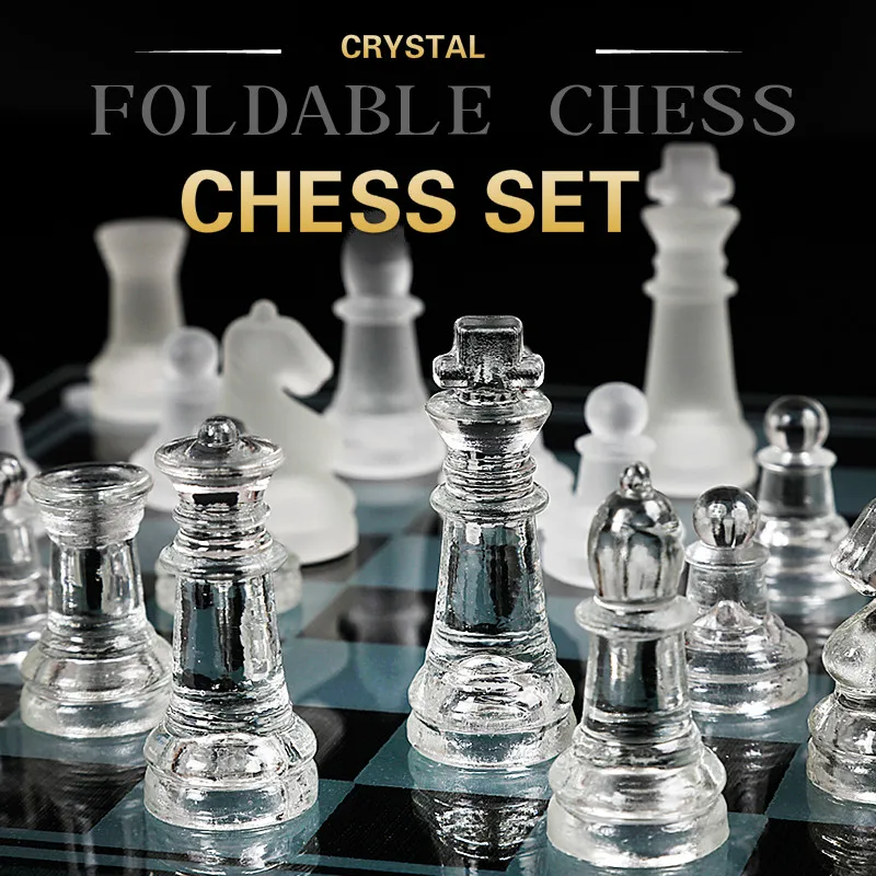 

Acrylic Chess Board High Quality Anti-broken Elegant Glass Chess Pieces Chess Game Chess Set Chess Game Large Size 35CM