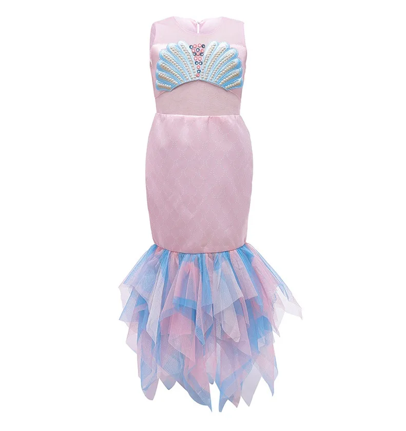 

Girl mermaid Princess Dress Pink Shell Cosplay Costumes Party Dresses