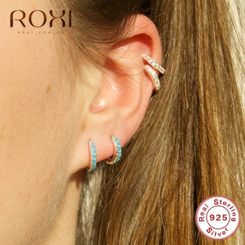 

ROXI 925 Sterling Silver Circular Earring with Crystal Luxury Single Row Cubic Zircon Round Earrings Studs Ladies Ear Buckle