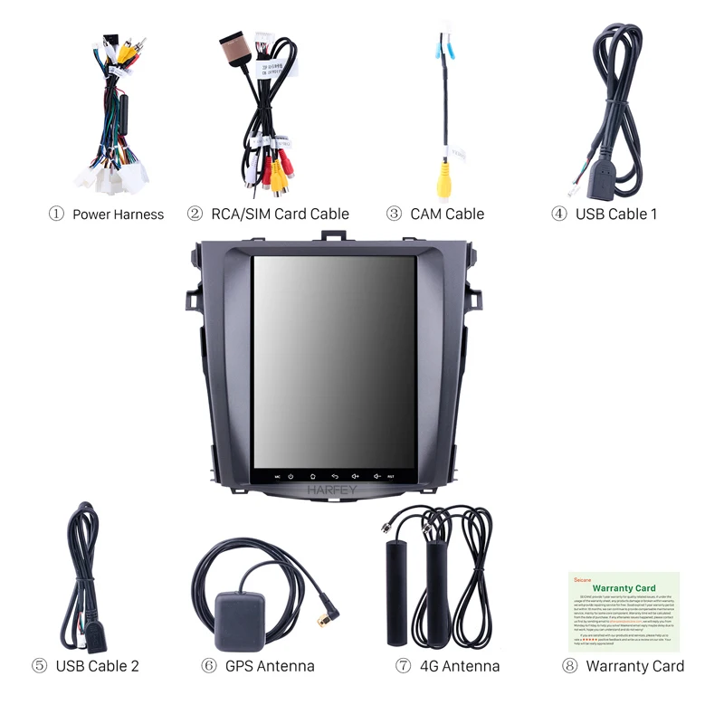 Harfey gps автомобильный Navi 4G HD LTE 9," мультимедийный плеер Android 9,1 для Toyota Corolla Авторадио 2006-2012 с Bluetooth wifi OBD2