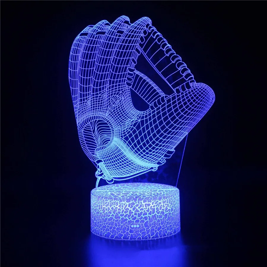 Светодиодный ночник 3D бейсбольный цветной USB акриловый светодиодный настольный светильник для мальчиков праздничные подарки Домашний декор GY060 Новинка ночные лампы