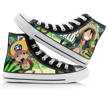 

Anime Single Layer Shoes One Piece/Luffy Printing Canvas Shoes Lovers Breathable Leisure Shoes for Adult Boys Girls Students