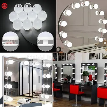 

USB 5V LED Wall Bulbs Makeup Mirror Lamp Dimmable Light Kit Hollywood Style Touch Switch Cosmetic Dressing Table Lights Set