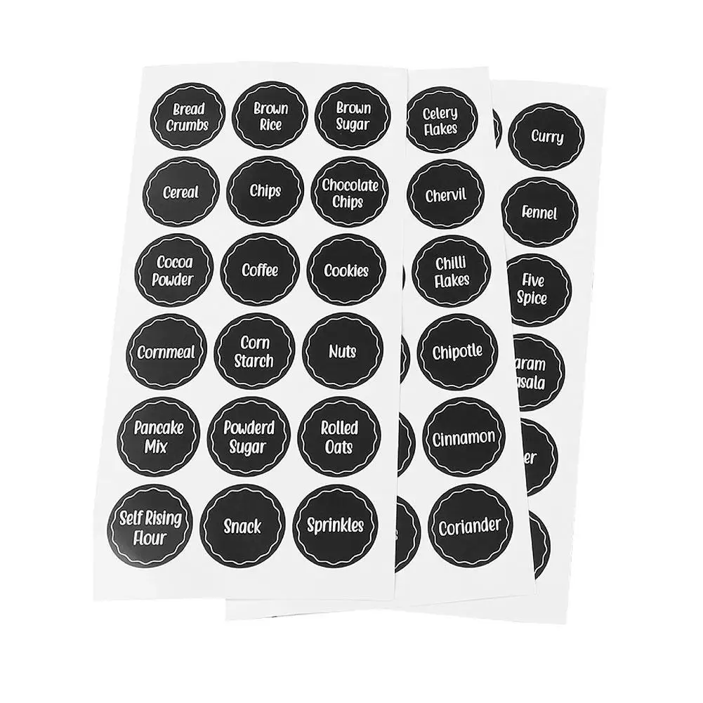 Spice Label Stickers Kitchen Jars Bottle Container Label Different Food Clear Stickers for Can Storage Box Item Mark 144pcs
