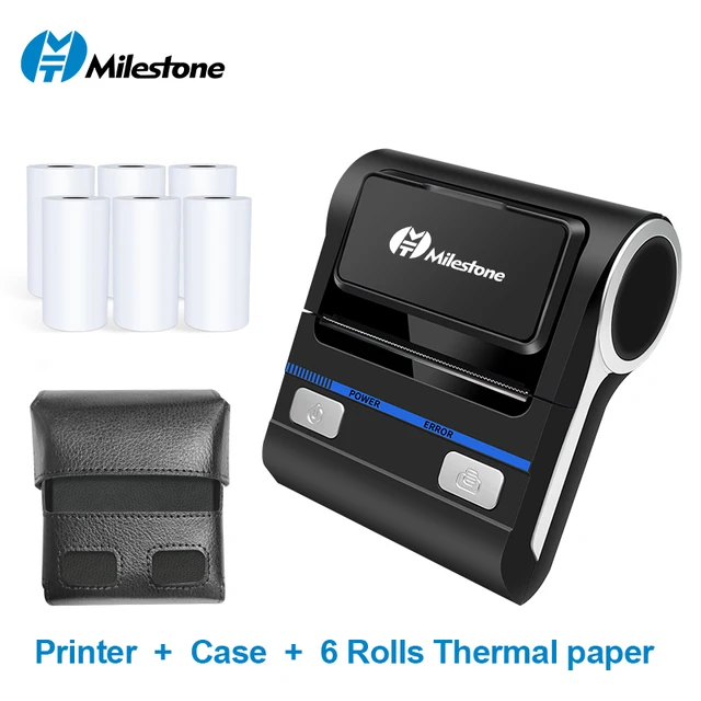 Milestone Impresora Termica Codigo De Barras 2021 New Printer принтер Portable Portátil  Mini Thermal Mi Machine USB Bluetooth ADD CASE  SIX PAPER