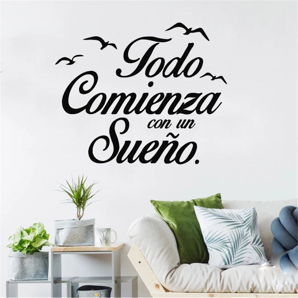 Spanish Quote Vinyl Wall Stickers Bedroom Decals Birds Letterings Home Decor Decoration | Дом и сад