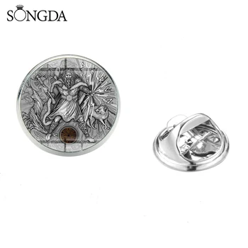 

SONGDA Slavic Thundermarks of Perun Clasp Pins Button Badges Handmade Stainless Steel Silver Brooches for Mens Clothes Hat Decor