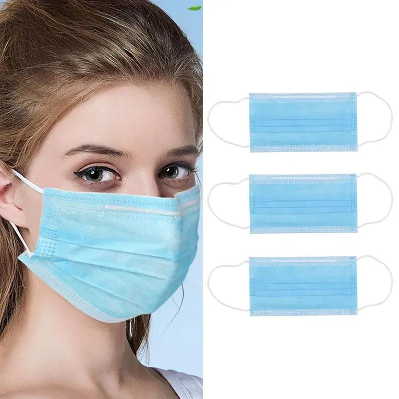 

50Pcs Anti Pollution Face Mask Disposable Nonwoven Fabric 3 Layers Carbon Prevent Anti Haze Anti-dust Mouth Mask Face Protector