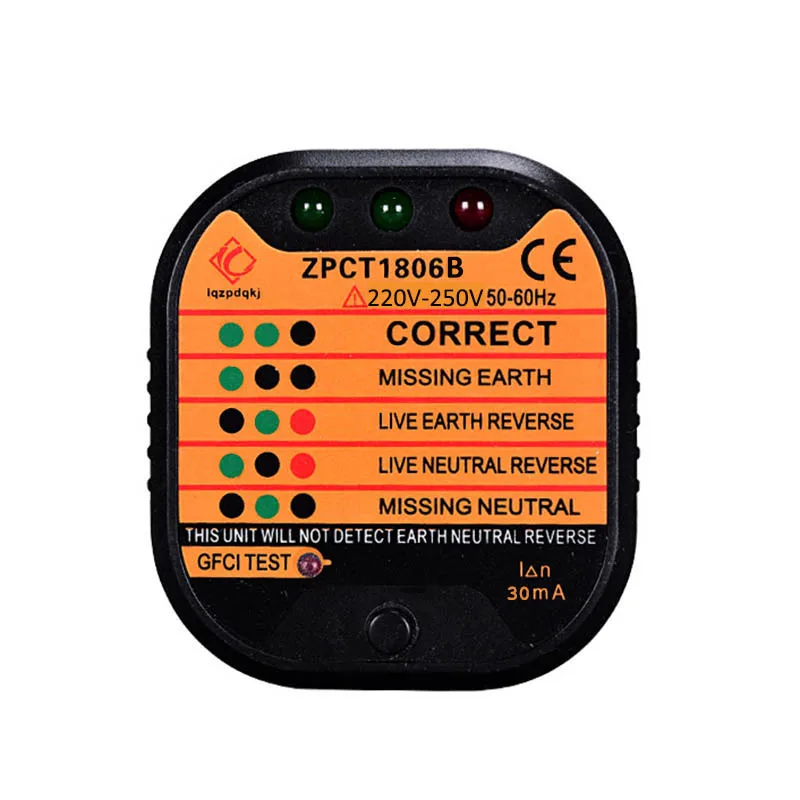 220V-250V 50-60Hz Socket Tester Mains Outlet Tester With LED Display Neutral Live Earth Wire Testing RCD Test - EU Plug.US Plug