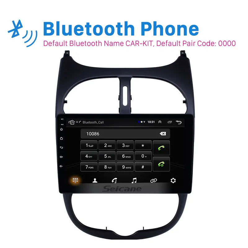 Seicane 9'' Audio AUX GPS Autoradio HD Touchscreen Android 8.1 Car Radio for Peugeot 206 2000-2016